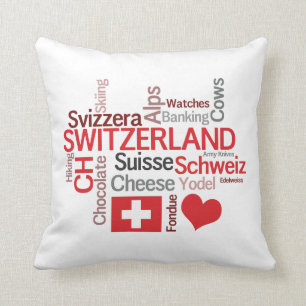 Coussin J'aime des clichés suisses drôles de la Suisse