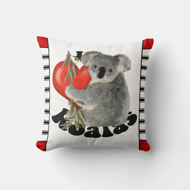 Coussin J'aime des koala mignons (Recto)
