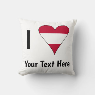 Coussin J'aime (Drapeau Autrichien Cœur) Personnalisé