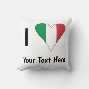 Coussin J'aime (drapeau italien coeur) Votre Texte