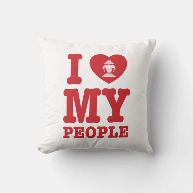 Coussin J'aime Erawan Mon Peuple Lao (Recto)