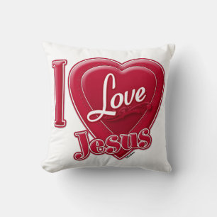 Coussin J'aime Jésus Cœur Rouge