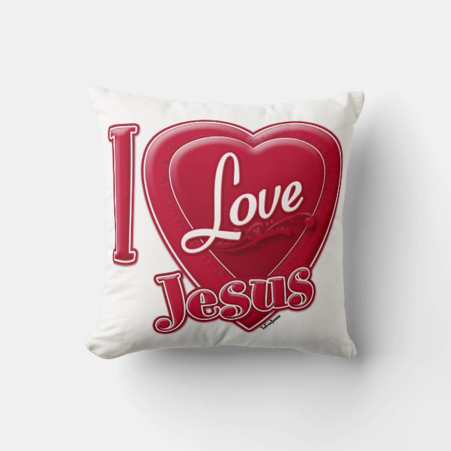 Coussin J'aime Jésus Cœur Rouge (Recto)