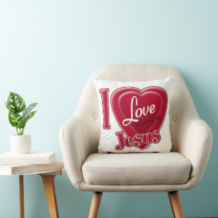 Coussin J'aime Jésus Cœur Rouge