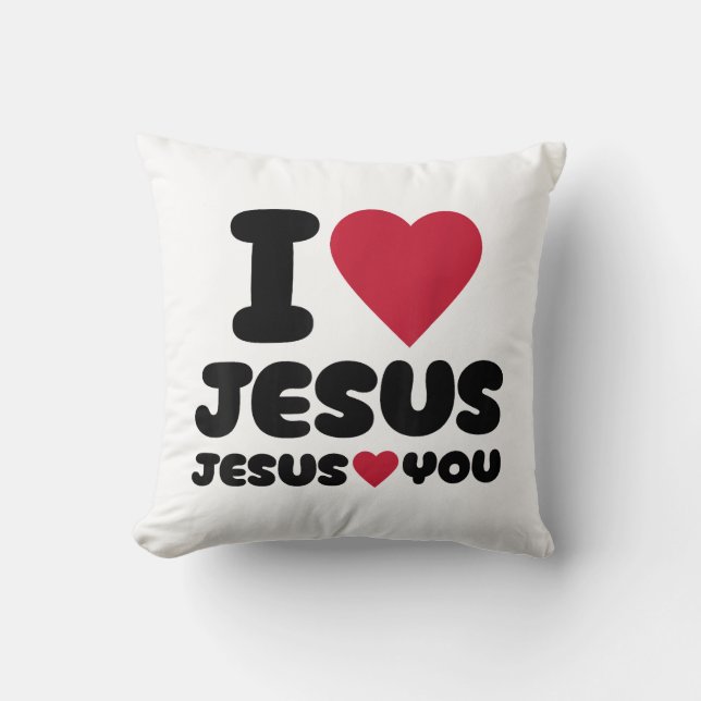 Coussin J'aime Jésus et Jésus t'aime chrétien (Recto)