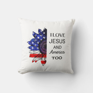 Coussin J'aime Jésus et l'Amérique aussi