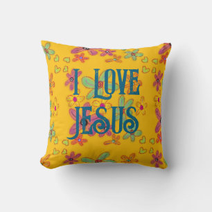 Coussin J'aime Jésus foi chrétienne