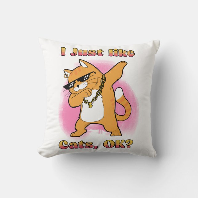 Coussin J'aime juste les chats, OK Chat qui dabbe (Recto)