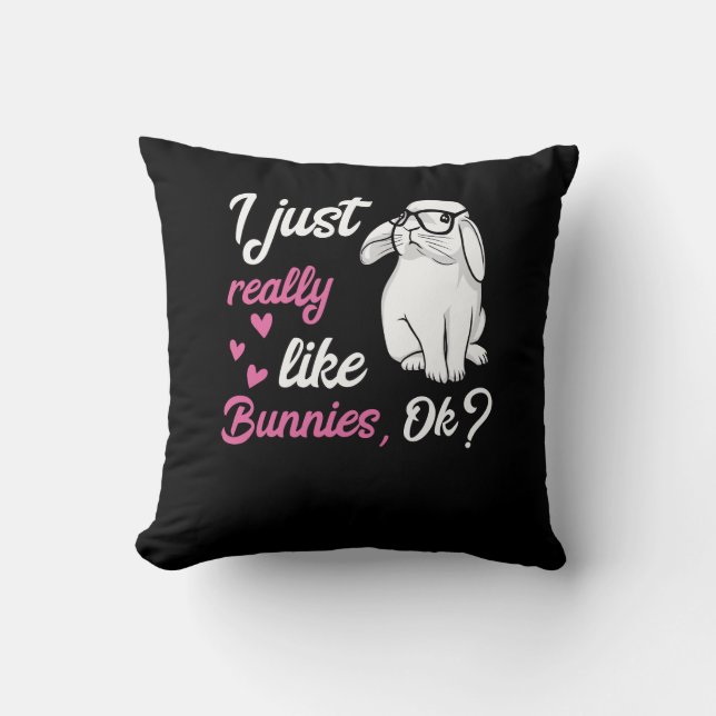 Coussin J'aime juste vraiment le lapin mignon de lapins (Recto)