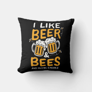 Coussin J'Aime La Bière Et Les Abeilles