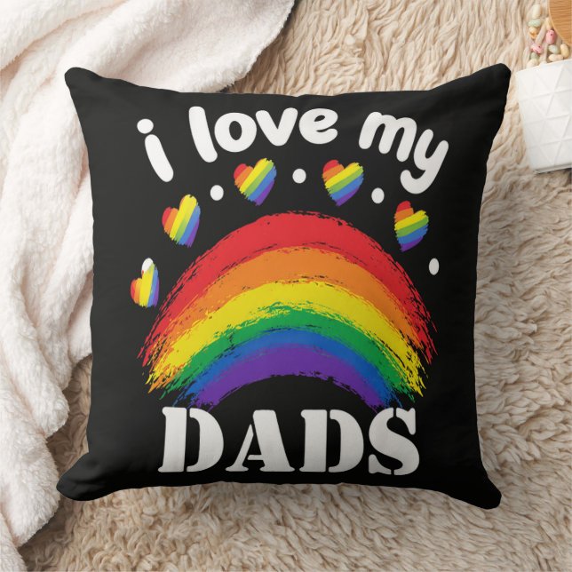 Coussin J'aime la fierté arc-en-ciel de mes papas (Couverture)