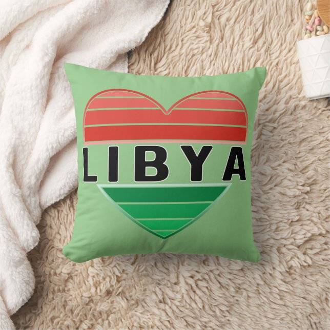 Coussin J'aime la Libye, le coeur libyen (Couverture)