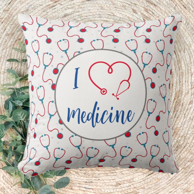 Coussin "J'aime la médecine" stethoscope médecin cadeau (Créateur téléchargé)