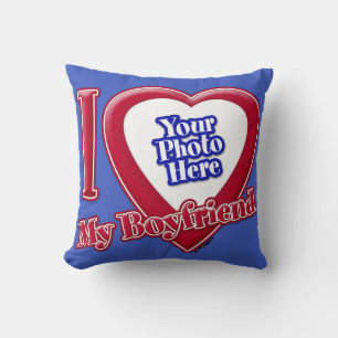 Coussin J'aime la photo de mon petit ami Cœur rouge D R Bl