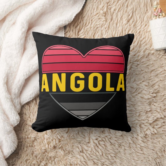 Coussin J'Aime L'Angola, Coeur Angolais Dans Les Couleurs  (Couverture)