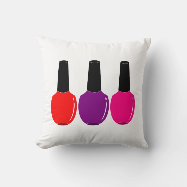 Coussin J'aime l'art pourpre rose rouge de vernis à ongles (Recto)