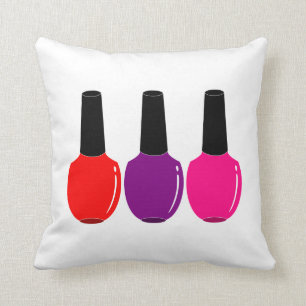 Coussin J'aime l'art pourpre rose rouge de vernis à ongles