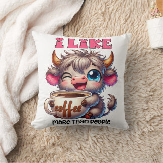 Coussin J'aime le café plus que les gens 