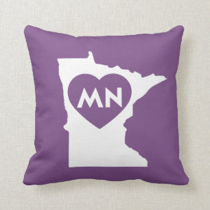 Coussin J'aime le carreau 16" d'état du Minnesota x 16"