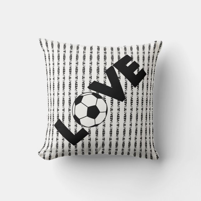Coussin J'aime le football avec le texte noir (Recto)