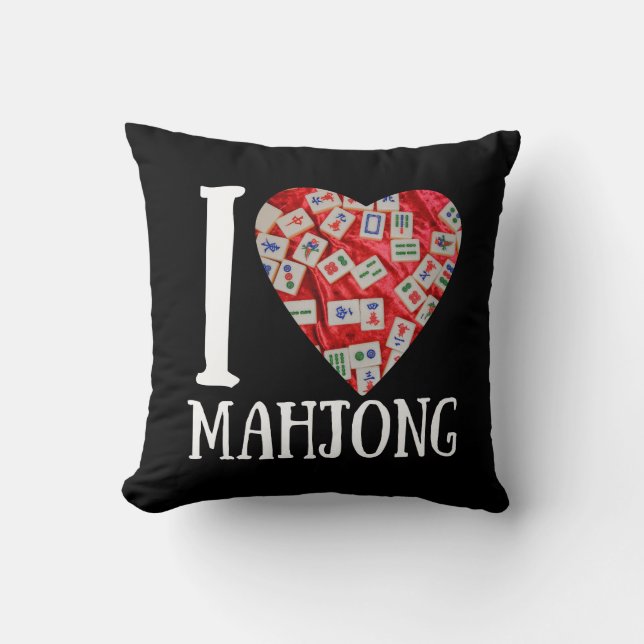 Coussin J'aime le mahjong | Funny mahjong (Recto)