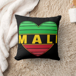 Coussin J'aime le Mali, coeur malien