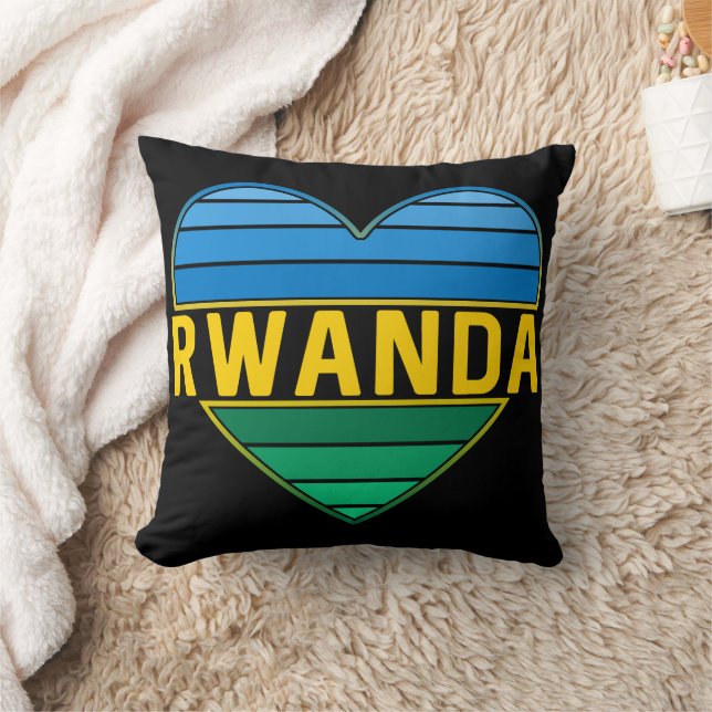 Coussin J'aime le Rwanda, le coeur rwandais rwandais (Couverture)