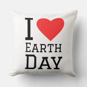 Coussin J'aime le sticker carré de la journée de la terre