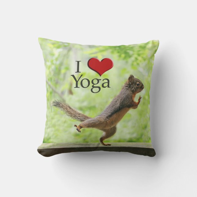 Coussin J'aime l'écureuil de yoga (Recto)