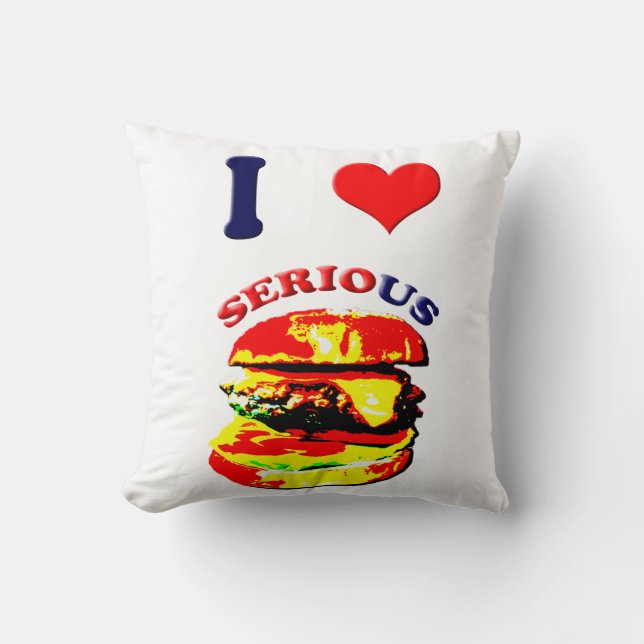 Coussin J'Aime Les Burgers Sérieux (Recto)