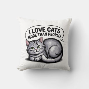 Coussin J'Aime Les Chats Plus Que Les Gens"