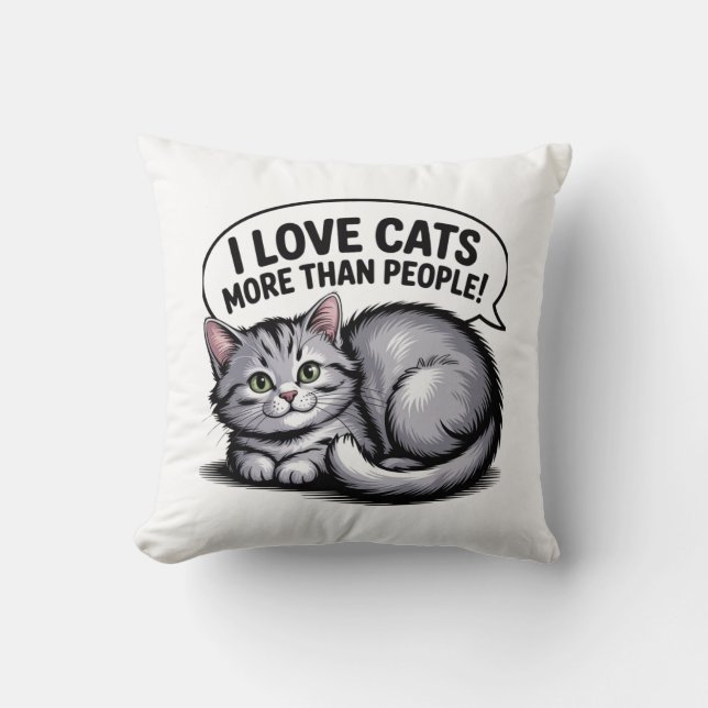 Coussin J'Aime Les Chats Plus Que Les Gens" (Recto)