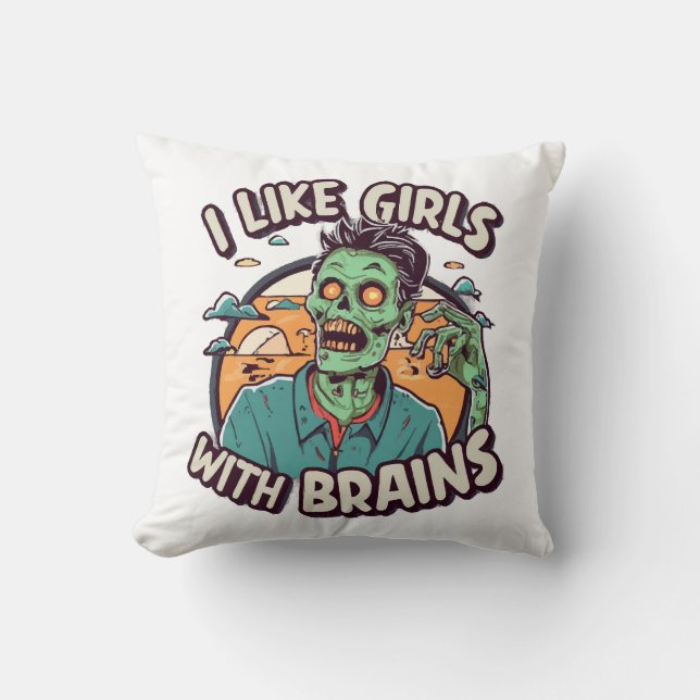 Coussin J'aime les filles avec un cerveau (Recto)