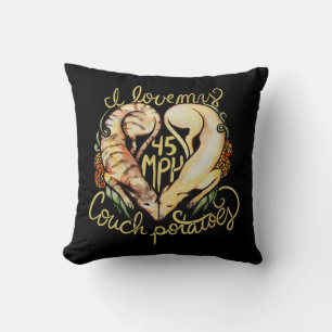 Coussin J'aime les greyhounds mignon 45 MPH Couch pommes d