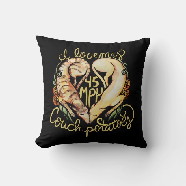Coussin J'aime les greyhounds mignon 45 MPH Couch pommes d (Recto)