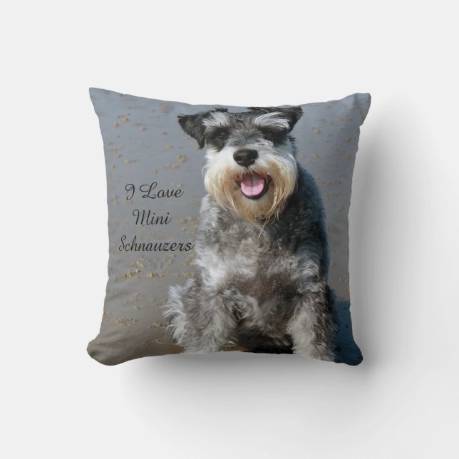 Coussin J'Aime Les Mini-Schnauzers Lancer L'Oreiller (Recto)
