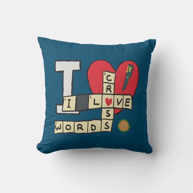 Coussin J'Aime Les Mots Croisés Puzzles (Recto)