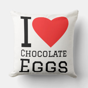 Coussin J'aime les œufs en chocolat autocollant carré
