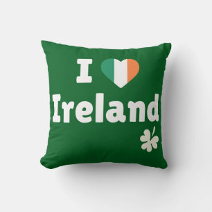 Coussin J'aime l'Irlande - Cœur et trèfle du drapeau irlan