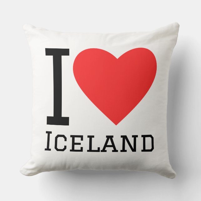 Coussin J'aime l'Islande autocollant carré (Recto)