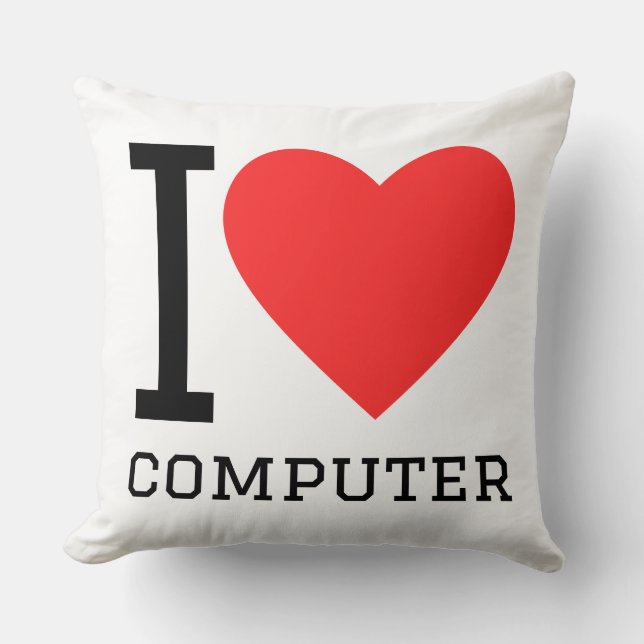 Coussin J'aime l'ordinateur (Recto)