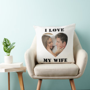 Coussin J'aime ma femme Coeur personnalisé Photo personnal