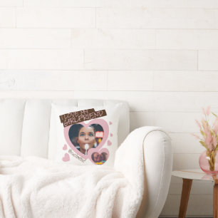 Coussin J'aime ma Girfriend rose brun photo y2k mignonne