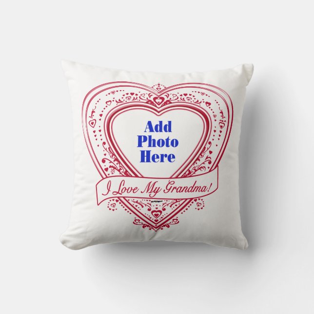 Coussin J'Aime Ma Grand-Mère ! Photo Red Hearts (Recto)