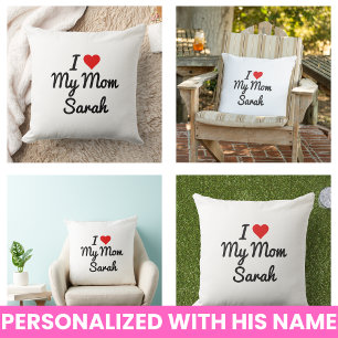 Coussin J'aime ma maman Créez votre propre nom de mère