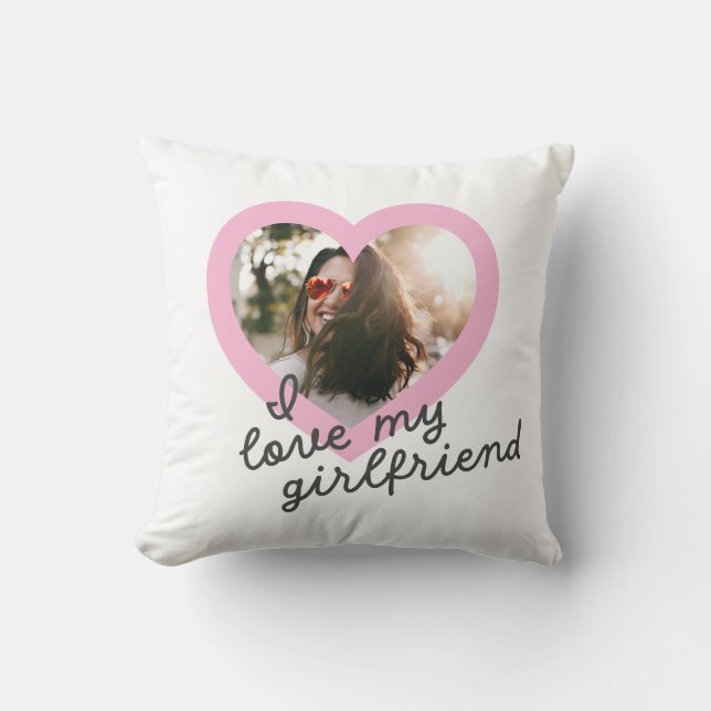 Coussin J'aime ma petite amie Custom Pink Valentines Photo (Recto)