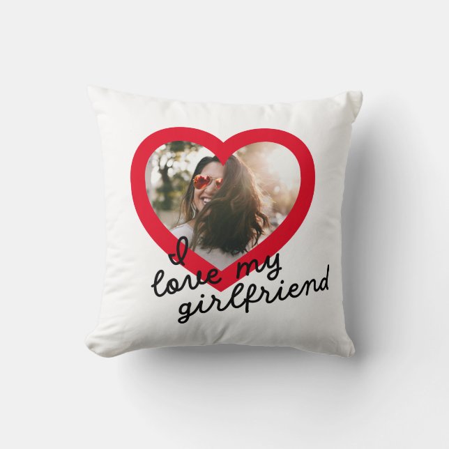 Coussin J'aime ma petite amie Custom Red Valentines Photo (Recto)