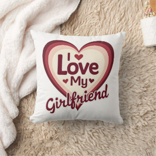 Coussin J'aime ma petite amie personnalisé