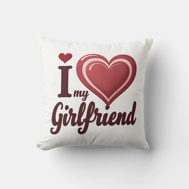 Coussin J'aime ma petite amie personnalisé (Recto)