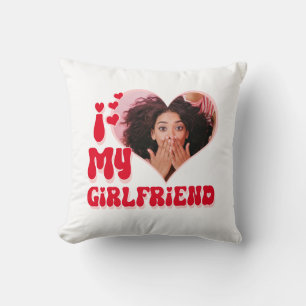Coussin J'Aime Ma Petite Amie Personnalisée Drôle